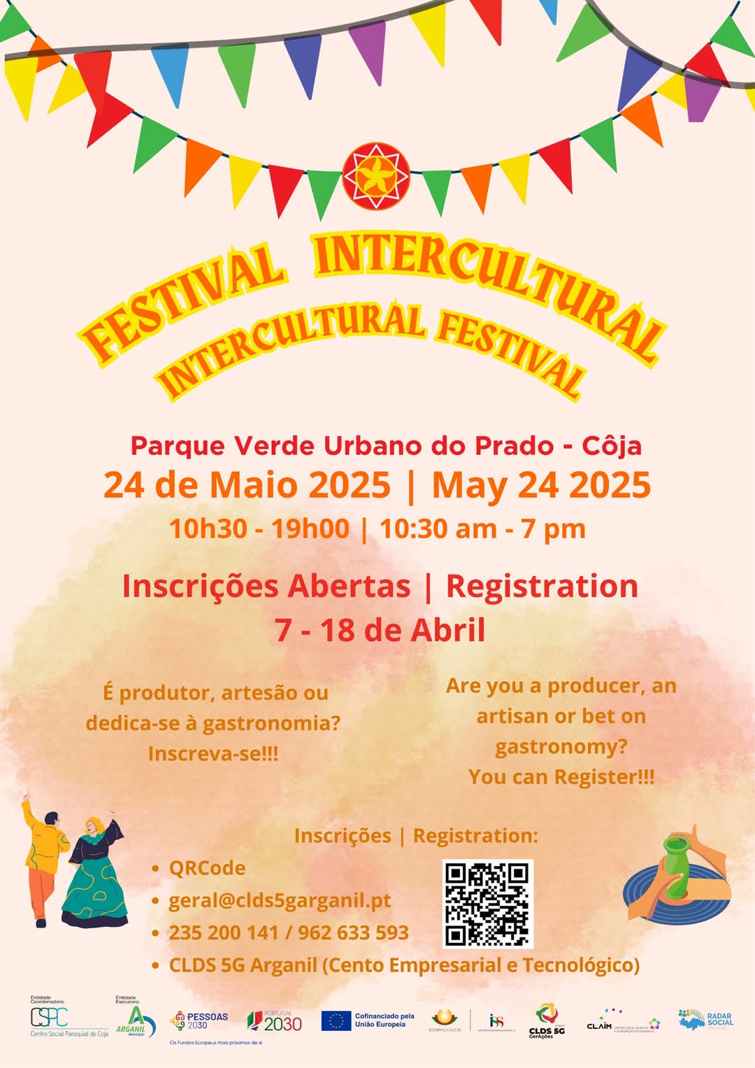 24 maio - 10:30/19:00 - Festival Intercultiral - organização CLDS 5G (Parque Verde do Prado, em Côja)